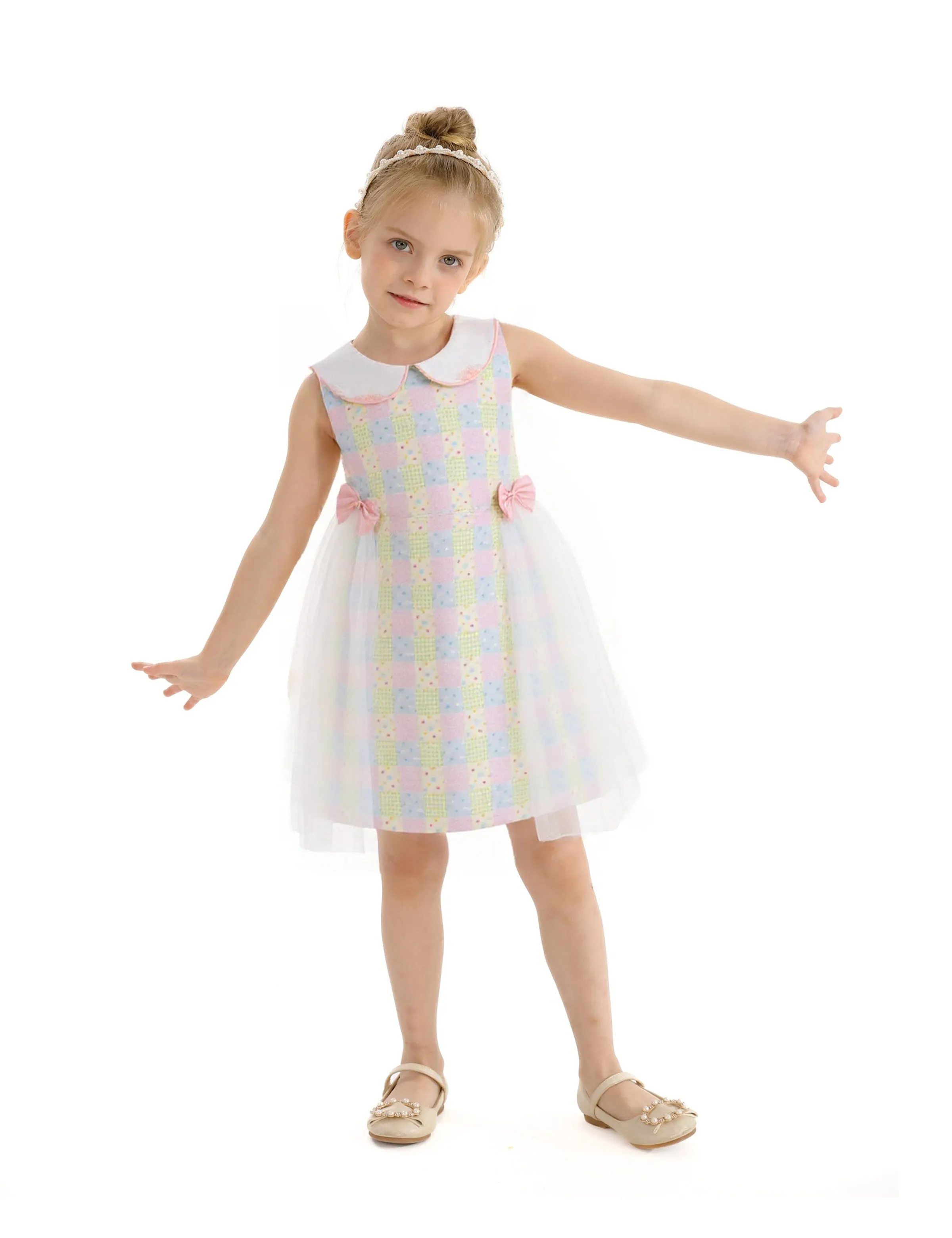 Yellow Spring Gingham Tulle Dress